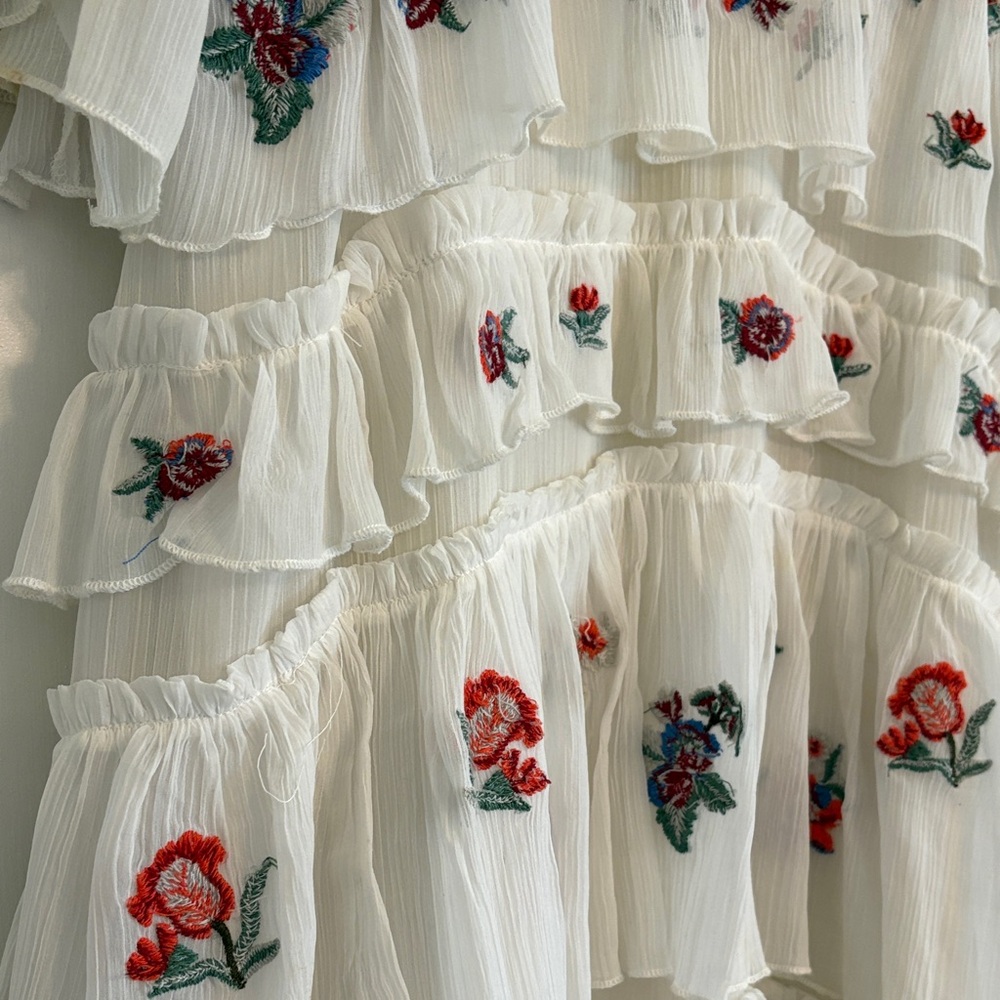 Zara Embroidered Tiered Ruffle Dress - Picture 4 of 6